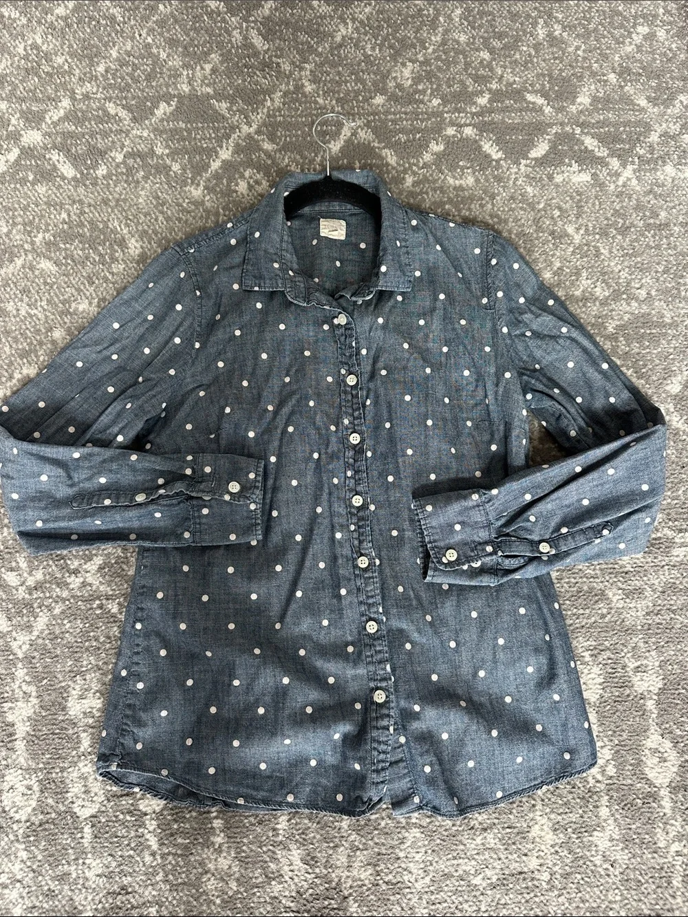 J. Crew Denim Blue Polka Dot Button-Down Shirt